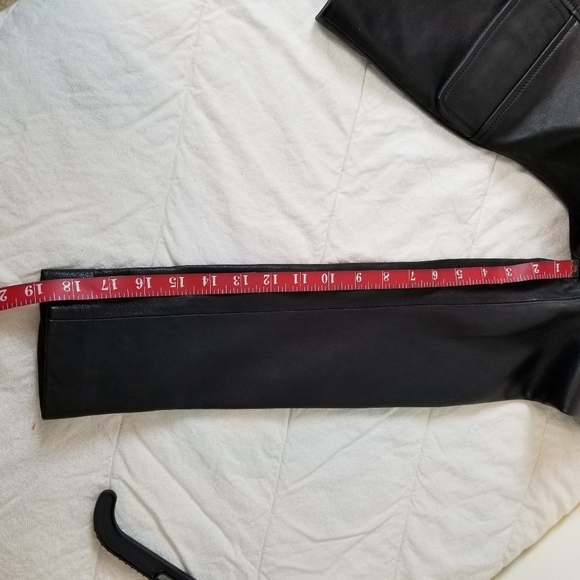 Peruvian Connection Sutton Place black leather jacket tab collar peplum NWOT 4 - Picture 6 of 11